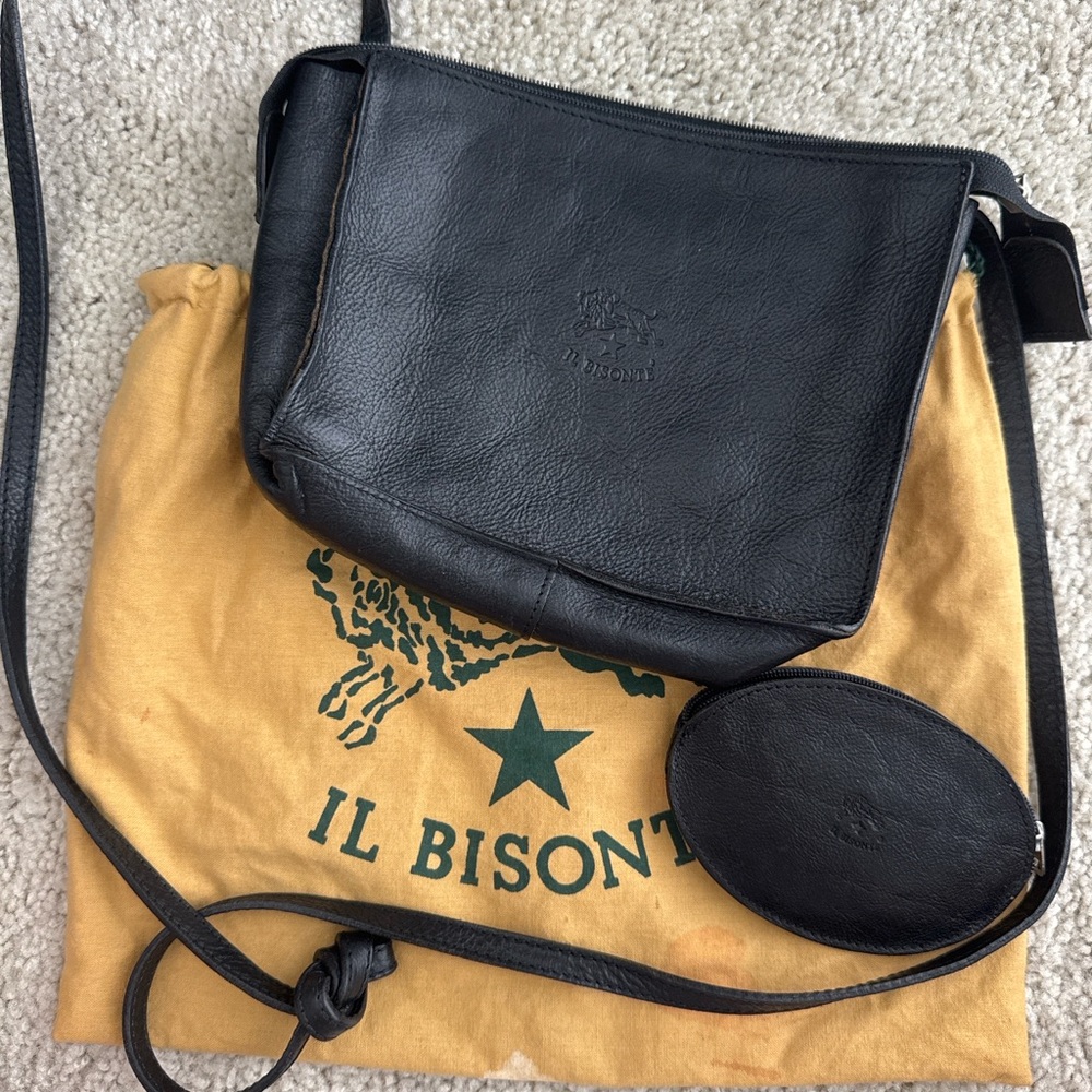 Il Bisonte Black Leather Crossbody Set